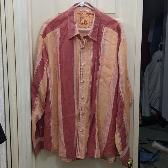 Tommy Bahama Relax Men's 100% Linen Long Sleeve Button Down Shirt XL EUC - Picture 1 of 8